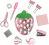 Anruiqiao Cute Strawberry-Shaped Mini Stationery Set for Kids Students 12-Piece Pink Kawaii Desk