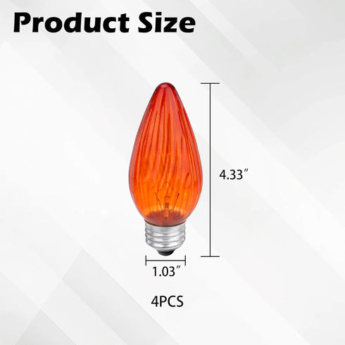 LikeLion 4 Pack 25W Bulbs, 120 Amber Flame Tip Chandelier Decorative Glass, Lumens