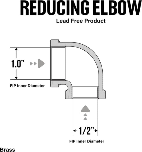 Everflow Supplies BRRL1003-NL 1 x 1/2-Inch No Lead Brass 90-Degree Reducing Elbow