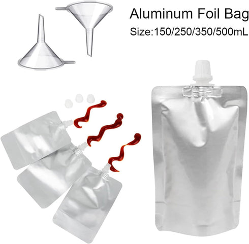 Yiodauh 50 Packaging Nozzle Pouches(250 ml) Alcohol Pouches Pcs Aluminum Foil Liquid Drinking Bags Milk Juice Beverage