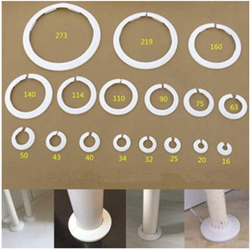 Wall Flange Cover Collars: Plastic Radiator Pipe Collars, 4 Pieces for Water Pipe Drain Line Flange Decoration (12)