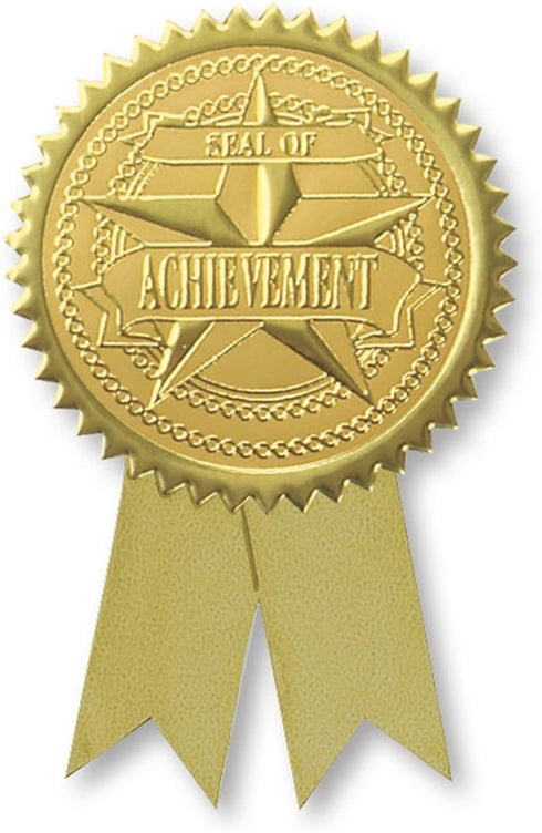 PaperDirect Gold Foil Ribbon Certificate Seals, 2 Inch, Self Adhesive, 100 Count, Embossed Achievement Award Stickers