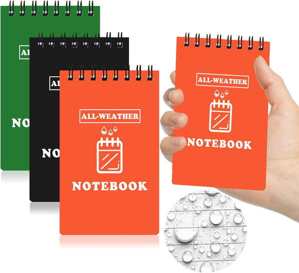 Waterproof Notebook, 3" x 5" All Weather Pocket Notepad, 80 Waterproof Lined Pages for Outdoor Activities