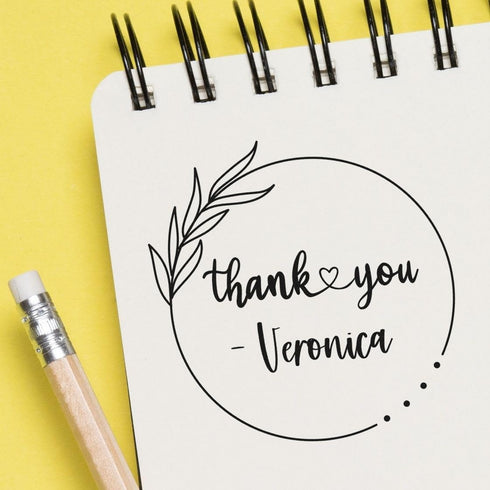 Elegant Pre-Inked Thank You Rubber Stamp for Business & Personal Use |