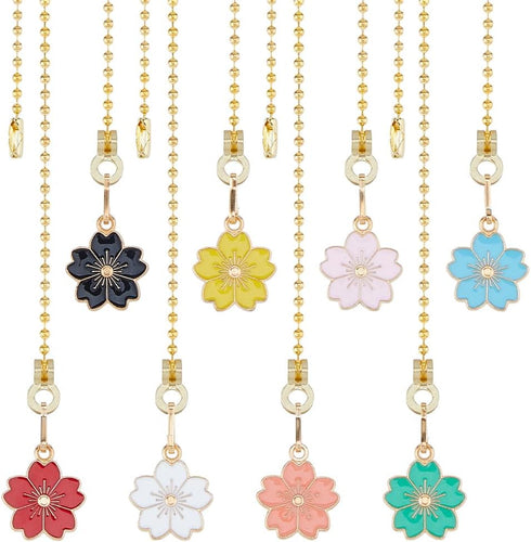 DICOSMETIC 8Pcs Ceiling Fan Pull Chain Extension 8 Colors Enamel Flower Charm