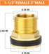 GASHER 2PCS Brass 1-1/2" Female 2" Male Bulkhead Tank Connector Adapter Fitting with Rubber Ring