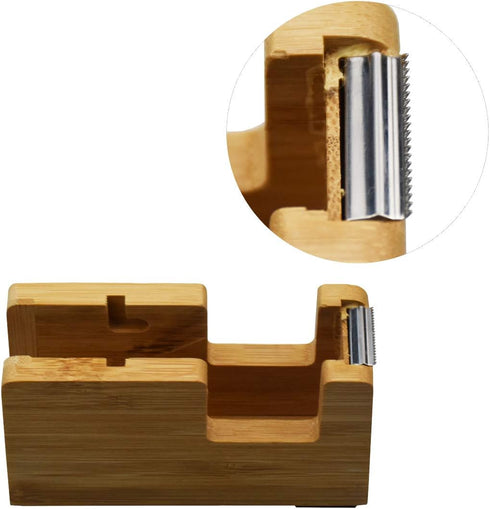 Enyuwlcm Natural Bamboo Desk Tape Dispenser, Open End Design, Made of 100% Bamboo, 1 Pack
