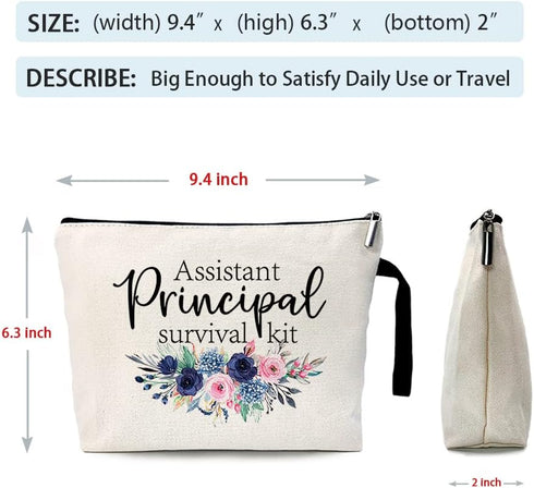 Assistant Principal Survival Kit Cosmetic Bag, Thank You Gift, Retirement Gift, Graduation Gift