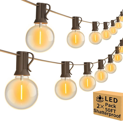 Vocevos 100FT 2Pack Outdoor String Lights LED Outside Waterproof Patio Lights Backyard