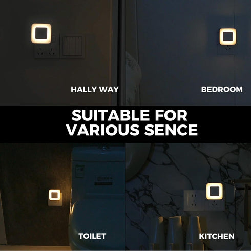 Hallway/Stairway/Bathroom/Bedroom/Kitchen,2 Packs Midea Backlit Night Lights Plug Into Wall for Sleep,Indirect Soft