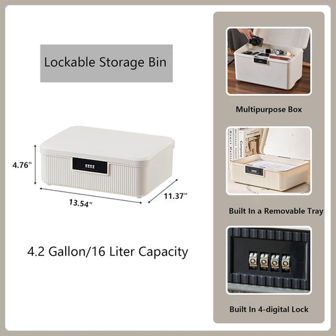 PENCK Lock Box Lockable Storage Bin 4.2 Gallon/16 Liter, Versatile Organizer with Changeable Lock for Home Office School
