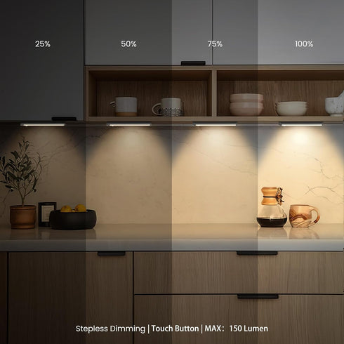 3-Pack 8.3" 150LM 1500mAh 3000K Dimmable Closet Under Cabinet Lights, Motion Sensor LED, USB-C Rechargeable, Warm White