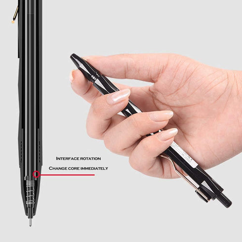 DUNBONG Gel Pens, 0.5mm Retractable Fine Point, Black Ink, Box of 6 Needle Tip Pens with Diamond Design