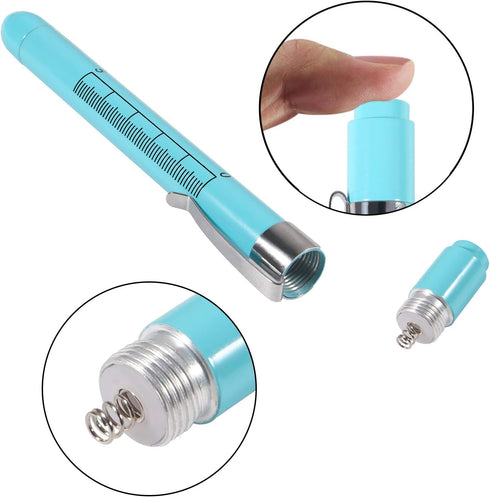 Aokin Medical Pen Light for Nurse Doctor, Reusable LED Flashlight with Pupil Gauge and Ruler, Sky Blue