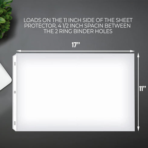 Performore 50 Pack of Sheet Protectors, 11" x 17" Landscape Clear Top Loading Sleeves for Paper and Documents,
