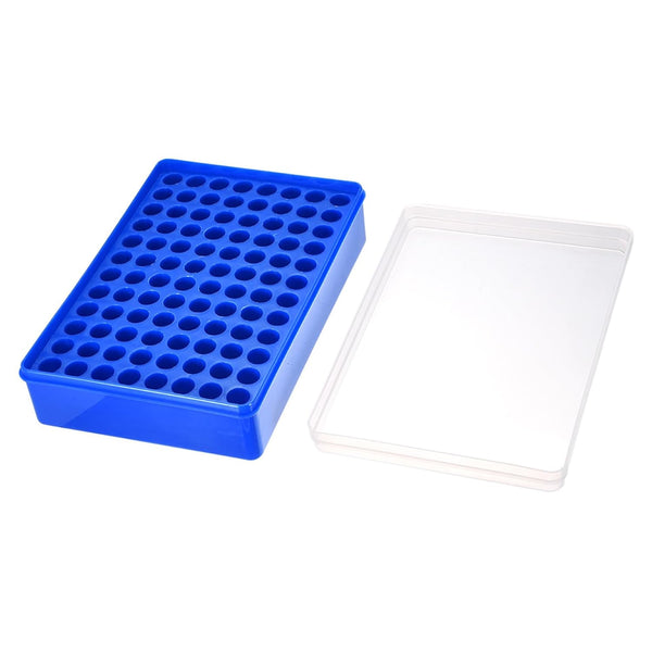 YOKIVE Blue Tube Rack, Polypropylene Test Tube Holder for 1.5ml, 1.8ml, 2ml Lab Test Tubes (96-Sockets)
