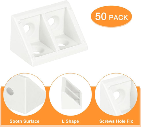 50Pcs 90 uxcell Plastic Corner Braces, Degree Corner Bracket, Right Angle Corner Support Brace, Shelf Board Holder