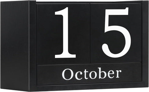 DEERINE Wooden Block Calendar for Desk, Large Size Daily Desktop Perpetual Desk Calendar,