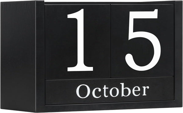 DEERINE Wooden Block Calendar for Desk, Large Size Daily Desktop Perpetual Desk Calendar,