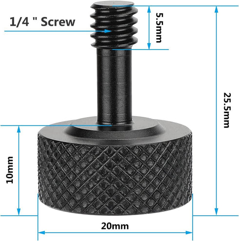 1/4"-20 Packet 2 3060 CAMVATE Thread Thumb Screw Cup Head for DSLR Camera Cage Kit Accessories (A of Pieces)