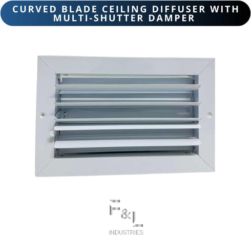 2-Way Commercial (10"x6" 2-Way Upgrade Your Airflow With Curved Blade Ceiling Diffuser & Multi-Shutter Damper