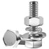 Hex Head Stainless Steel Bolts and Nuts (8 Sets) 3/8-16x1-1/4" with Flat & Lock Washers, 304 Stainless Steel 18-8