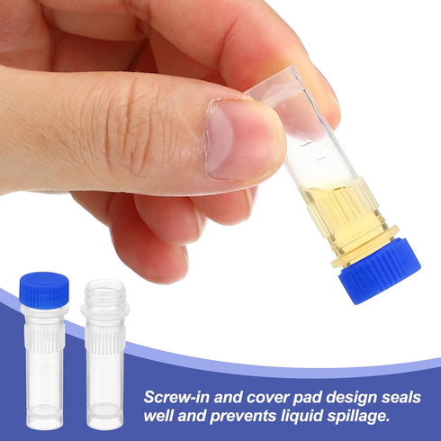 PATIKIL 1ml Plastic Cryogenic Vials, 25Pcs Self Standing Screw Top Frozen Test Tube, Blue Cap