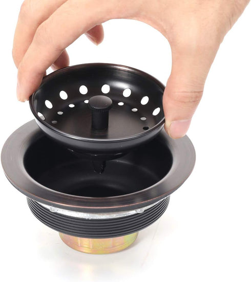 3-1/2 Inch KONE Kitchen Sink Drain ORB Assembly with Strainer Basket/Stopper, All Stainless Steel Durable and Rustproof