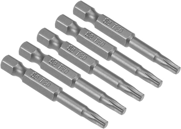 uxcell 5 Pcs T20 Magnetic Torx Screwdriver Bits, 1/4 Inch Hex Shank, 2-inch Length