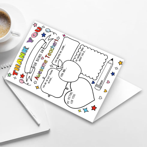 Hongshan Thank You Card for Teacher,Fill in the Blanks,Funny Appreciation Card Gift,Teacher Thank You Gifts Card from