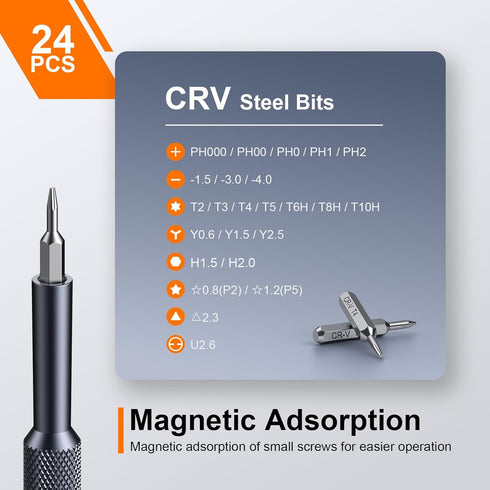 25-IN-1 Set, PS5, JOREST Precision Screwdriver Mini Repair Tool Kit with Torx for Macbook, Computer, Laptop, iPhone
