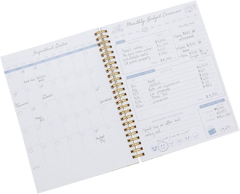 Paper Junkie Budget Tracker Notebook - 8.5 x 6 in Hardcover, Undated Format, Gold Foil Dots for Financial Planner