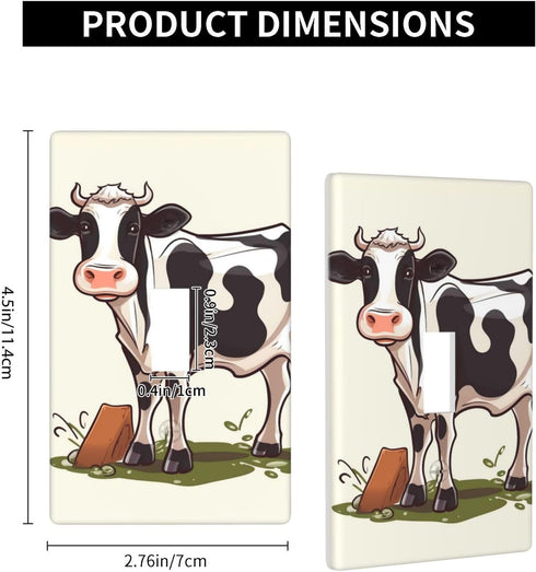 RTSTNMBD 1-Gang 4.5" 2.76" Decorator Wall Plate Light Switch Covers x Receptacle Outlet Covers Dairy cow Wall Plates