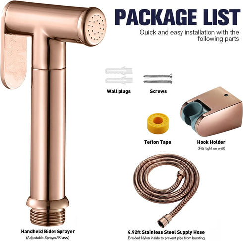 YHWKZCTTT HandheldSprayer Brass Cloth Diaper Sprayer Kit Rose GoldSprayer for Toilet withHose for Feminine Wash and ABS