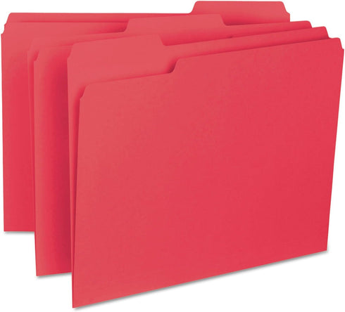 Smead Interior File Folder, 1/3-Cut Tab, Red, Letter Size, 100 per Box