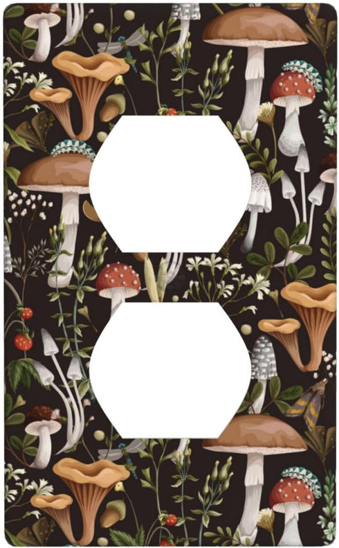 Boho Mushroom Single Duplex Outlet Light Switch Plate Cover, Decorative Wall Plate for Home Bedroom Kitchen