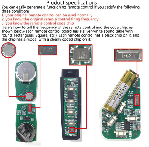 Gantch Set 5, Universal Cloning Remote Control Keychains, of Replacement for Garage Door, Electronic Gate, Vehicle