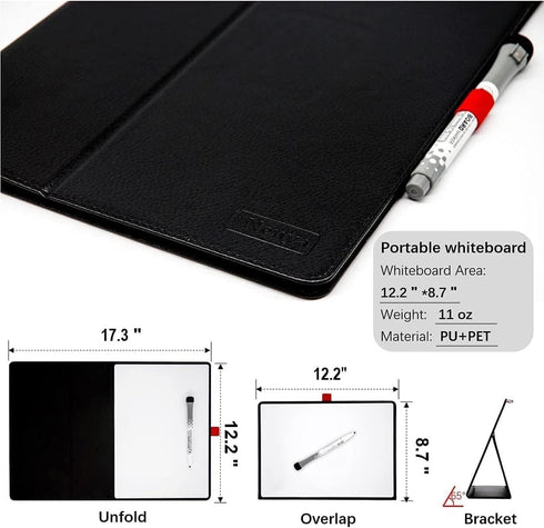 Portable Small White Board, 12" x 9" Magnetic Dry Erase Board with Stand, Desk Whiteboard for Kids Drawing, Comes with 1 Marker with Eraser for Clear, (Black)
