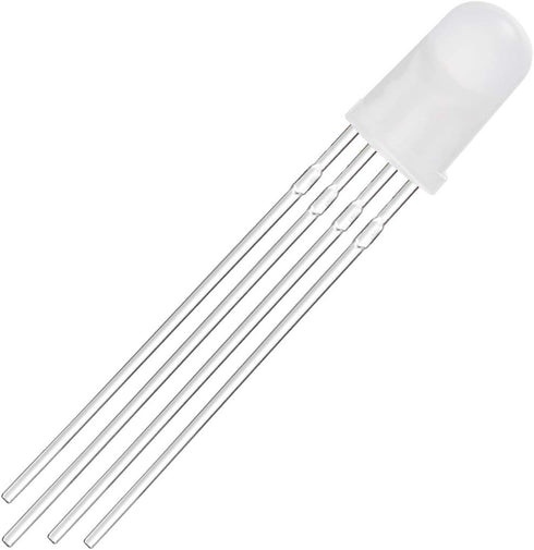 Chanzon 100 pcs 5mm RGB Multicolor Diffused LED Diode Lights, Frosted Round Tricolor, 4 Pin