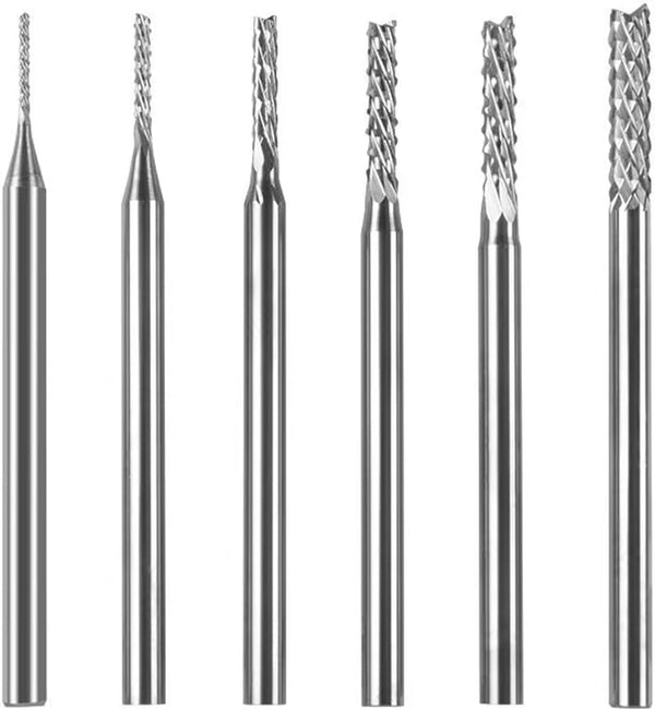 ?????? ???? 6 Pcs Cylinder Shape Aluminum Cutting Burr, 3/32'' Shank Miniature Carving File, Tungsten Carbide