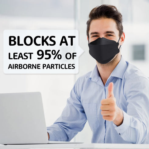KN95 50 Pack, KN95 LEVENIS Face Masks Breathable Comfortable and Disposable Mask, Black