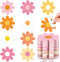 Whaline 36Pcs Boho Retro Daisy Flower Sticky Notes, 9 Designs, Colorful Self-Stick Notepads for School Office