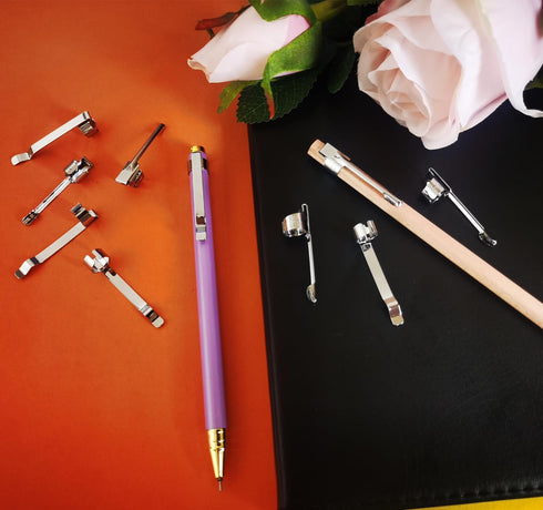 Pencil Clips, Silver Metal Clips for Pocket, Study Holder, 20 Pieces