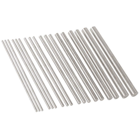 Glarks 18Pcs Stainless Steel Solid Round Rod Lathe Bar Stock - Assorted for DIY Craft Tool, Diameter 2.5-8mm Length