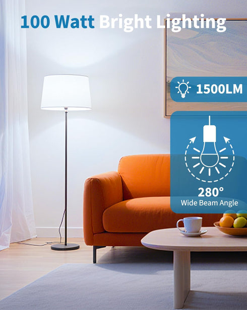 Bulbs, 100 A19, 5000K Bulb, 15W Lightbulbs E26 1500 Dimmable 6 Pack TJOY LED Light Watt Equivalent Daylight LED Bright