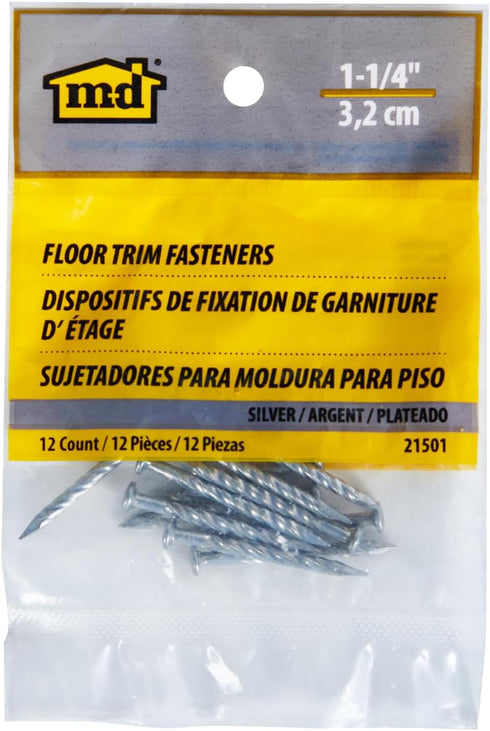 M-D Building Products 21501 1-1/4 in. Silver Floor Metal Screw Nails, 12Ct