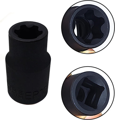 EP Socket EP10, 3/8 Drive Female External E-Torx Plus Socket, High Deformation Prevention Tool