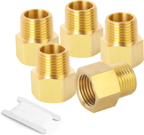 GASHER 2PCS Brass Pipe Fitting, Reducer Adapter, 1/8-Inch Male x 1/4-Inch Female Pipe