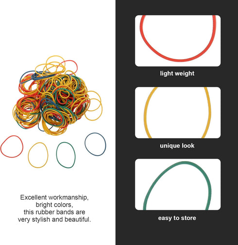 NUOBESTY 2 Boxes Rubber Bands, Office Supplies Elastic Stretchable Bands for Home and School
