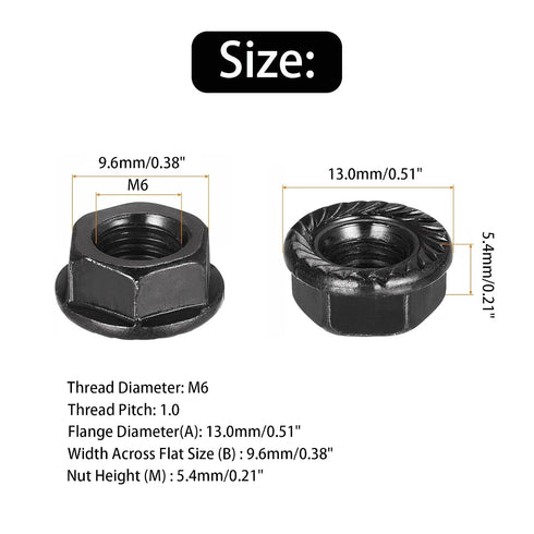 Generic M6 1.00mm 18-8, 50 Pack x Hex Nuts, Carbon Steel Black Oxide, Full Thread, Hex Drive, Bright Finish, Carbon